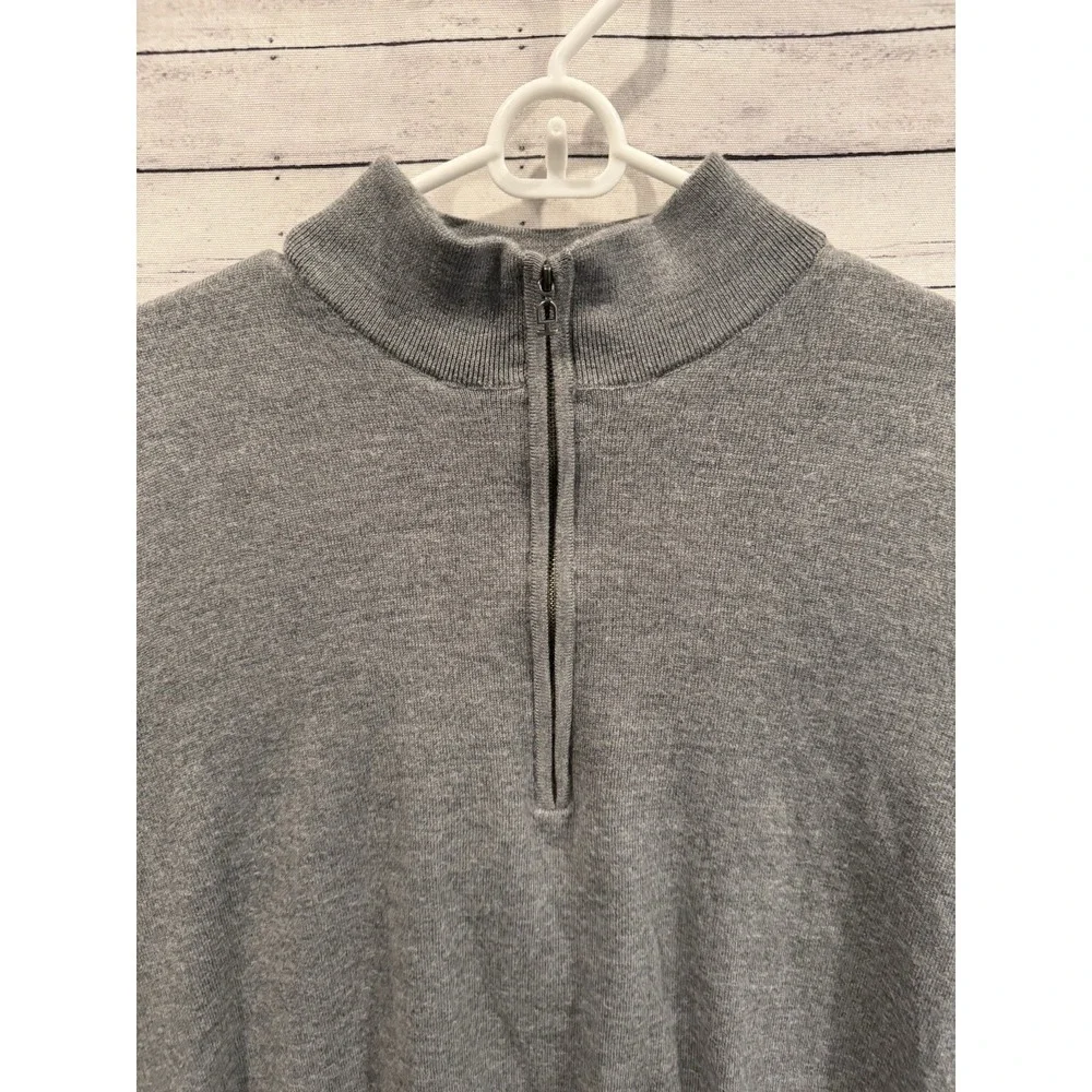 TURTLESON Mens 1/4 Zip Sweater L Gray Pullover Merino Wool Insulated Golf Logo